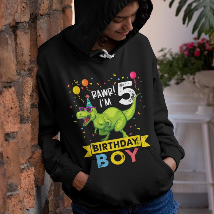 Kids 5 Year Old Shirt 5Th Birthday BoyRex Dinosaur T Shirt Youth Hoodie