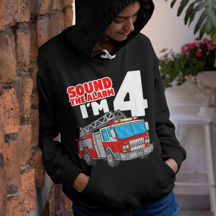 Kids Fire Truck 4 Year Old Shirt Firefighter 4Th Birthday Boy Youth Hoodie