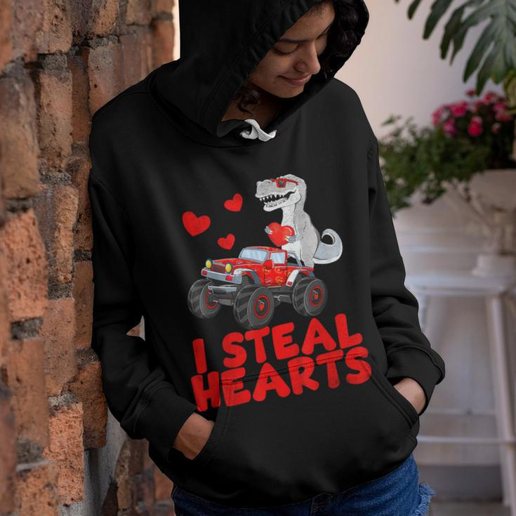 Kids I Steal Hearts Dinosaur Valentines Day For Baby Boys Youth Hoodie
