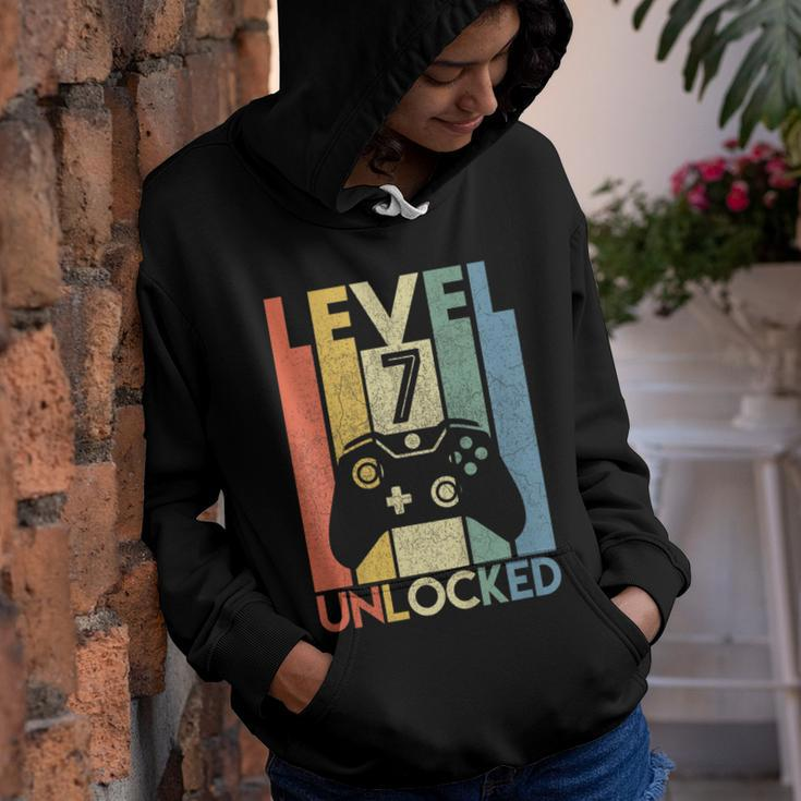 Kids Level 7 Unlocked Shirt Funny Video Gamer 7Th Birthday Gift V2 Youth Hoodie