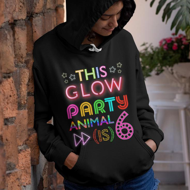 Kids This Glow Party Animal Is 6 Birthday FunShirt Youth Hoodie