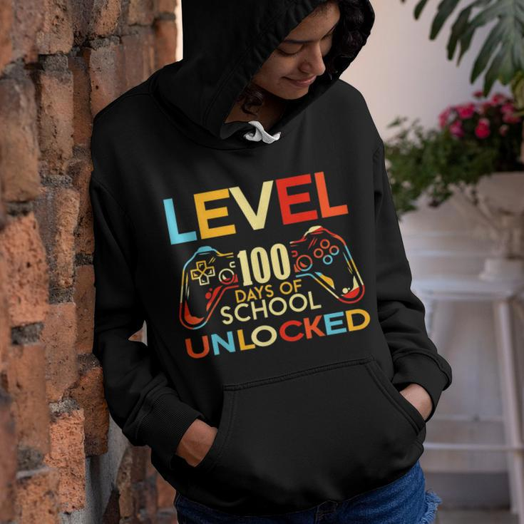 Level 100 Days Of School Unlocked Gamer Playing Videogames Youth Hoodie