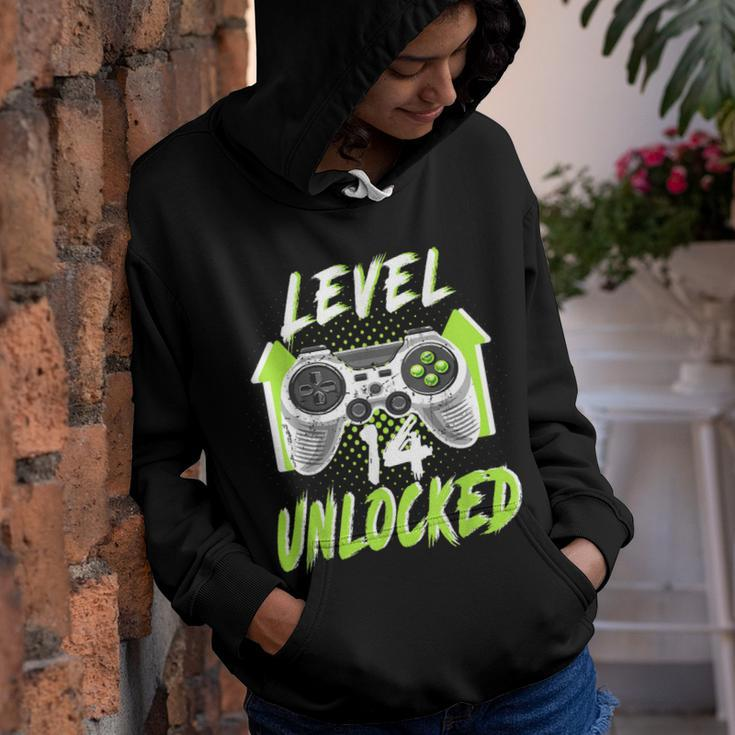 Level 14 Unlocked Birthday Boy 14 Year Old Video Game Gaming Youth Hoodie