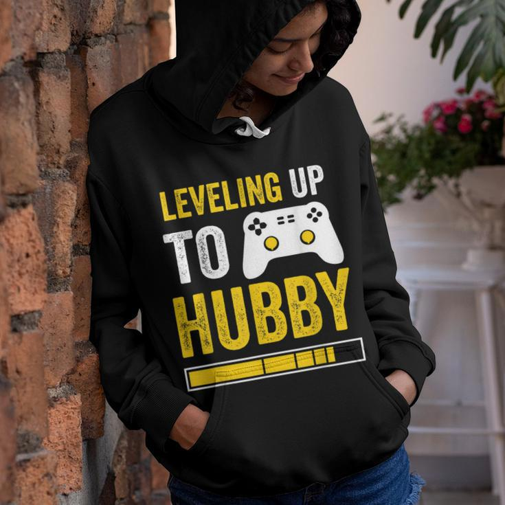 Mens Leveling Up To Hubby Husband Gamer Engagement Youth Hoodie