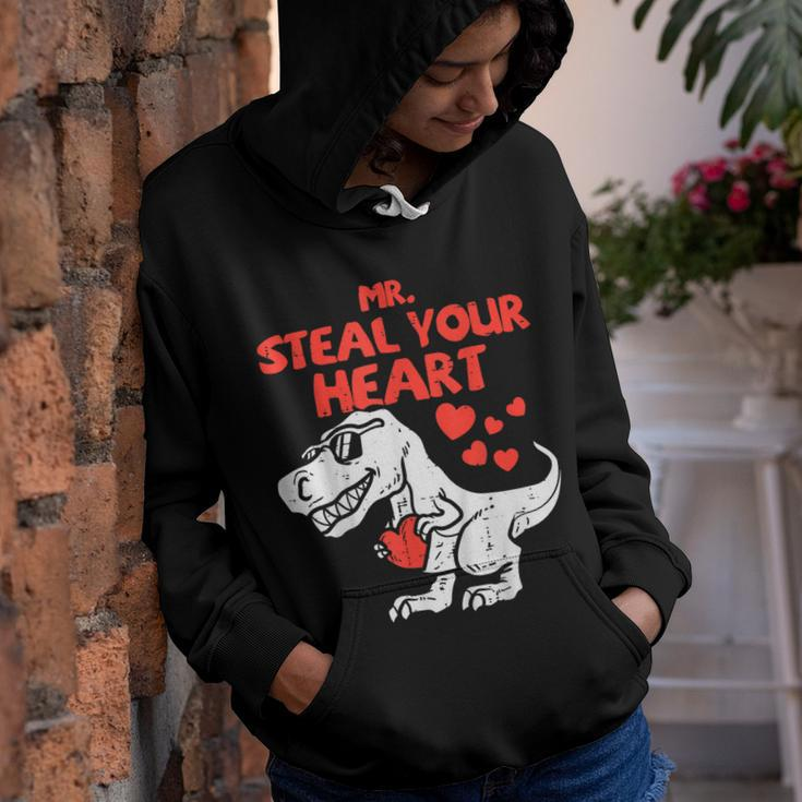 Mr Steal Your Heart Dinosau Funny Valentines Day Boys Gifts Youth Hoodie