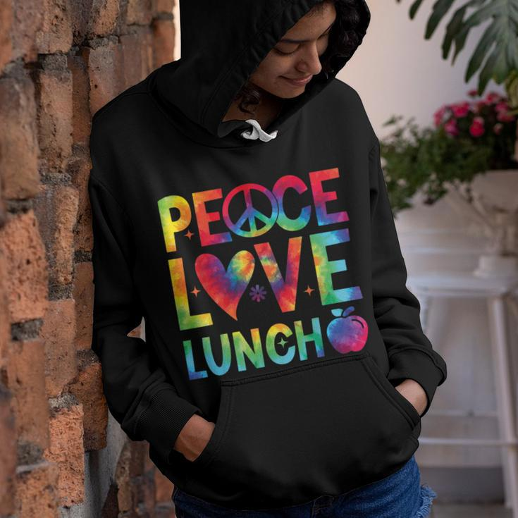 Peace Love Lunch Lady Retro Groovy Lunch Lady Back To School Youth Hoodie