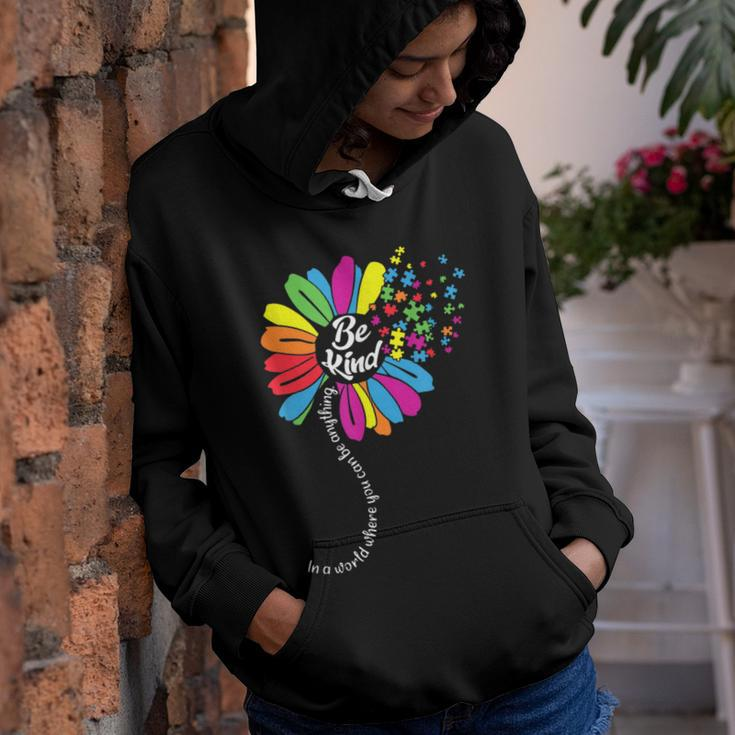 Sunflower Autism Awareness Be Kind Puzzle Mom Support Kids Youth Hoodie