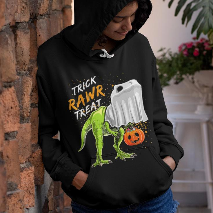 Trick Rawr Treat HalloweenRex Dinosaur Ghost Gift Boys Youth Hoodie