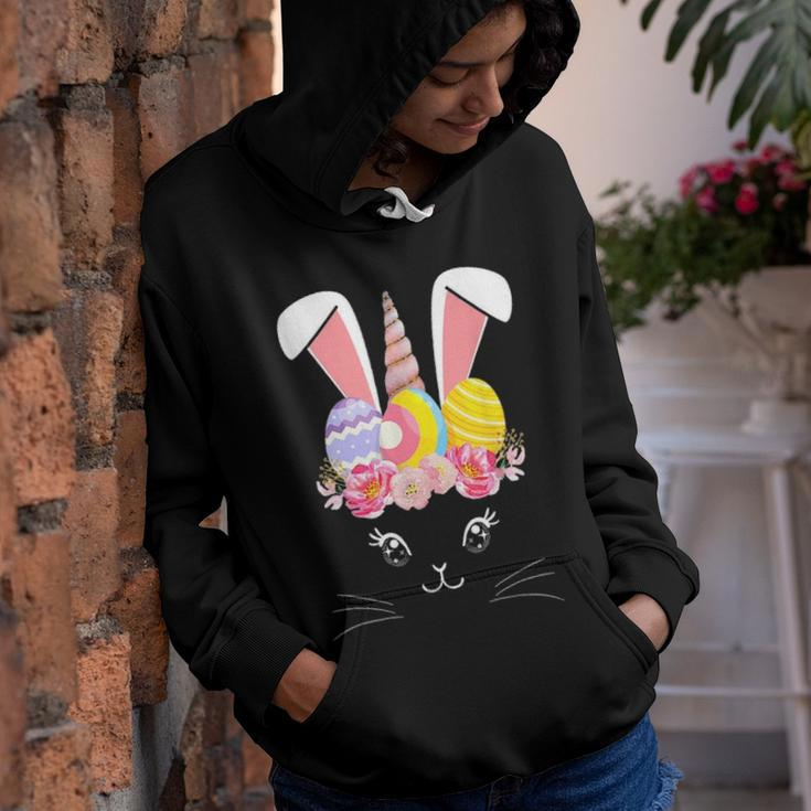Unicorn Face Rabbit Egg Bunny Kids Girls Easter Day 2021 Youth Hoodie