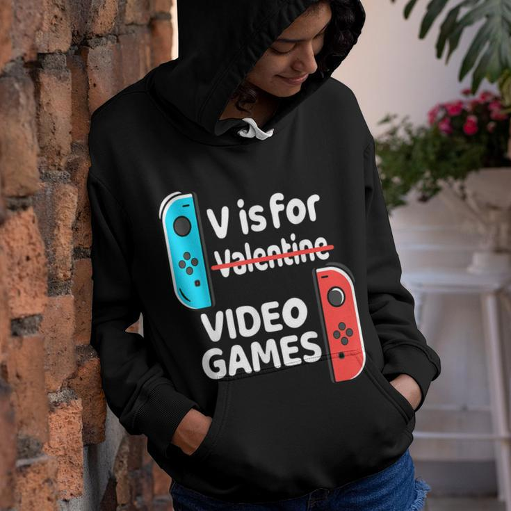 V Is For Video Games Valentines Day Funny V-Day Gaming Gamer Youth Hoodie