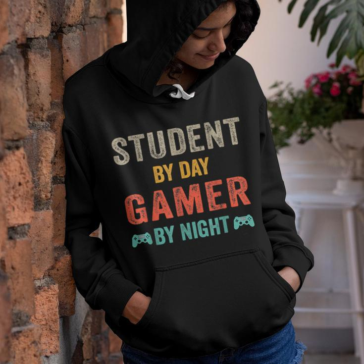 Vintage Student By Day Gamer By Night Meme For Gamers Retro Youth Hoodie
