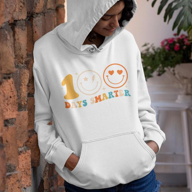 100 Days Smarter 100 Days Of School Smiling Boy Girl Funny Youth Hoodie