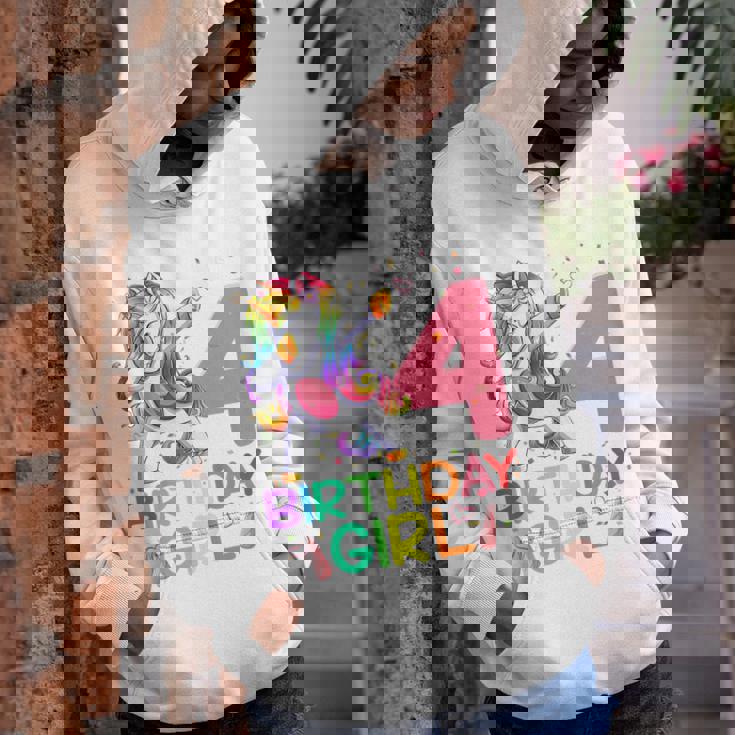 Kids 4 Year Old Dabbing Unicorn 4Th Birthday Girl Kids Girls Youth Hoodie