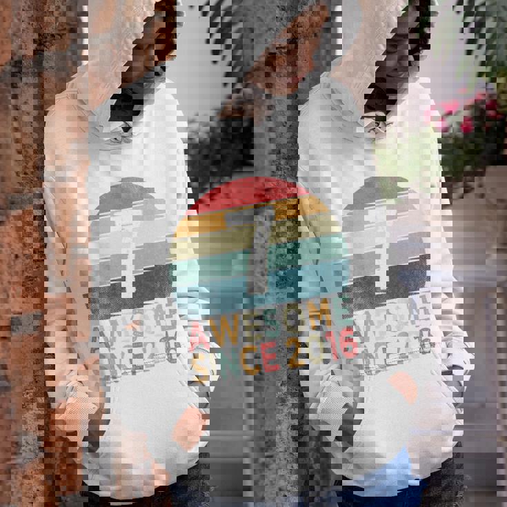 Kids 7Th Birthday Vintage Retro 7 Years Old Awesome Since 2016 Youth Hoodie