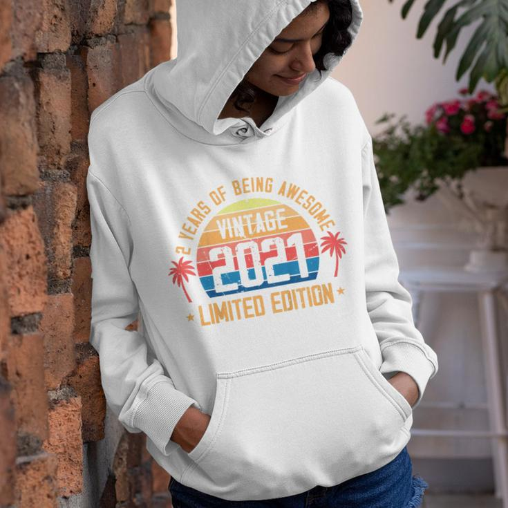 Kids Awesome 2 Years Old 2Nd Birthday Sunset Vintage 2021 Youth Hoodie