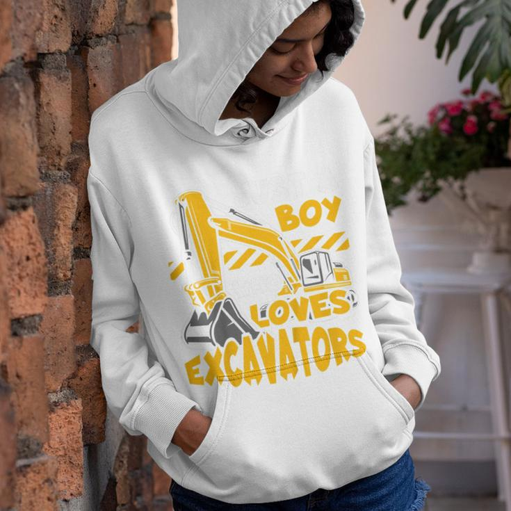 Kids Construction Vehicle Just A Boy Who Loves Excavators Youth Hoodie