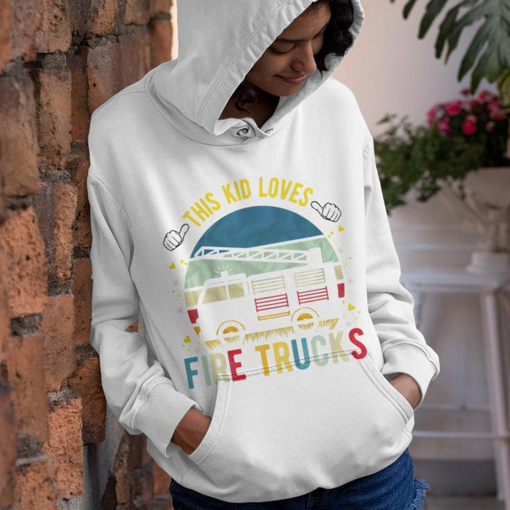 Kids This Kid Loves Fire Trucks Firefighter Fire Truck Youth Hoodie