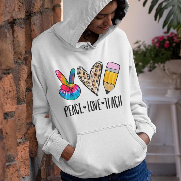 Tie Dye Peace Love Teach Teacher Appreciation Back To School Youth Hoodie