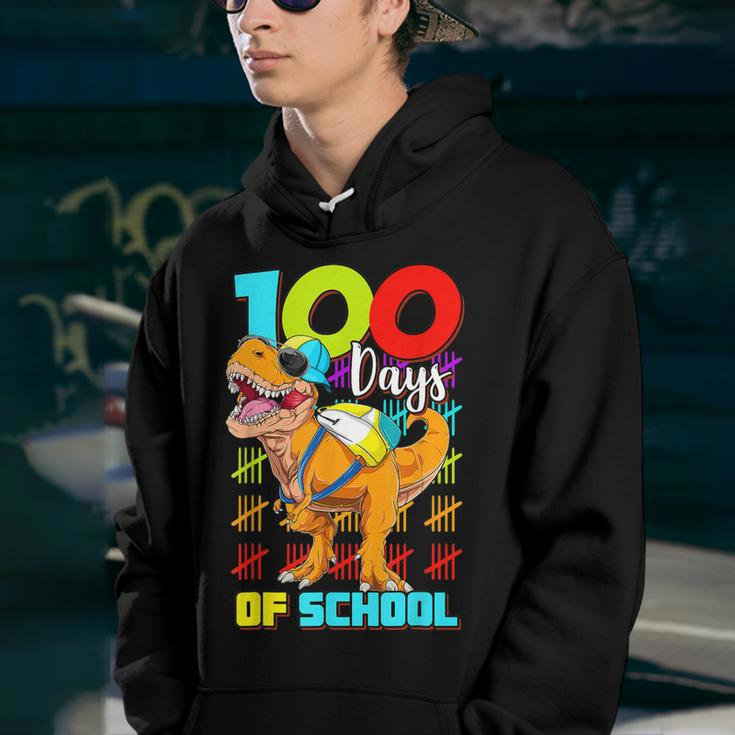 100 Days Of School Dinosaur 100 Days Smarter 100Th Day  Youth Hoodie