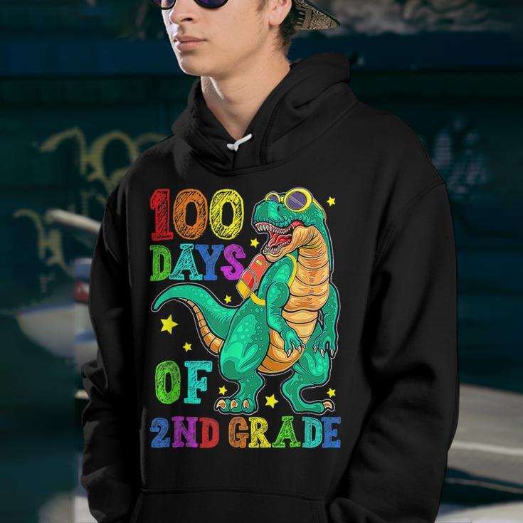 100Th Day Of School Happy 100 Days 2Nd Grade Dino T Rex  Youth Hoodie