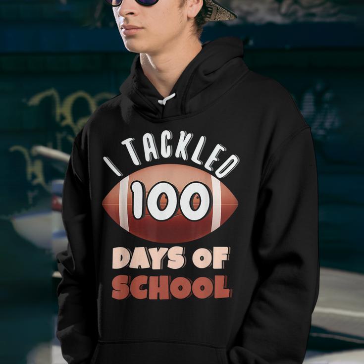 Days Of School 100Th Day 100 Tackle Ball Football  Youth Hoodie
