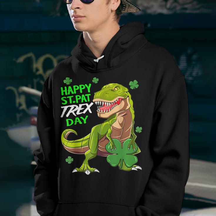 St Patricks Day Dinosaur Dino Saurus Irish Shamrock Kids Boy  Youth Hoodie