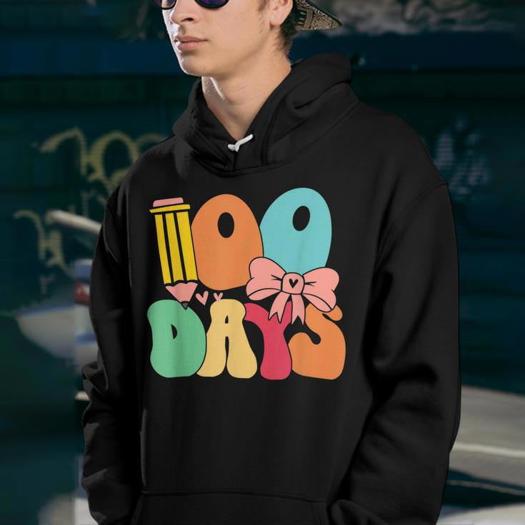 Happy 100 Days Of School Teacher Kids Retro Groovy 100Th Day V2 Youth Hoodie