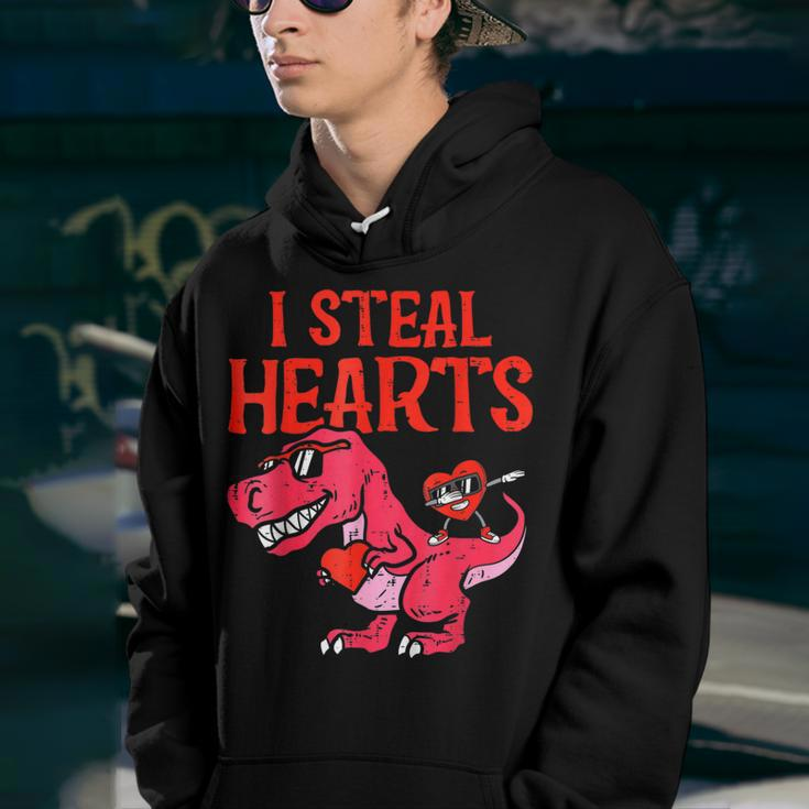 I Steal Hearts Dino Holding Heart Funny Valentines Day Kids Youth Hoodie
