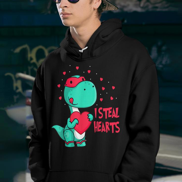 I Steal Hearts Valentines Day Cute Dinosaur V-Day Boys Kids Youth Hoodie
