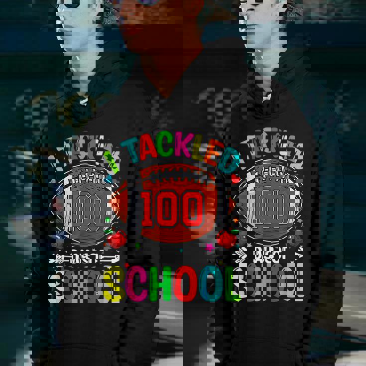 I Tackled 100 Day Of School Football Boy 100Th Day Of School V7 Youth Hoodie