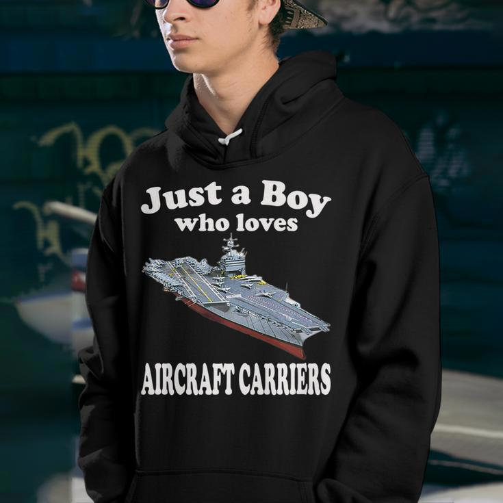 Just A Boy Who Loves Aircraft Carrier Uss Enterprise Cvn-65 Youth Hoodie