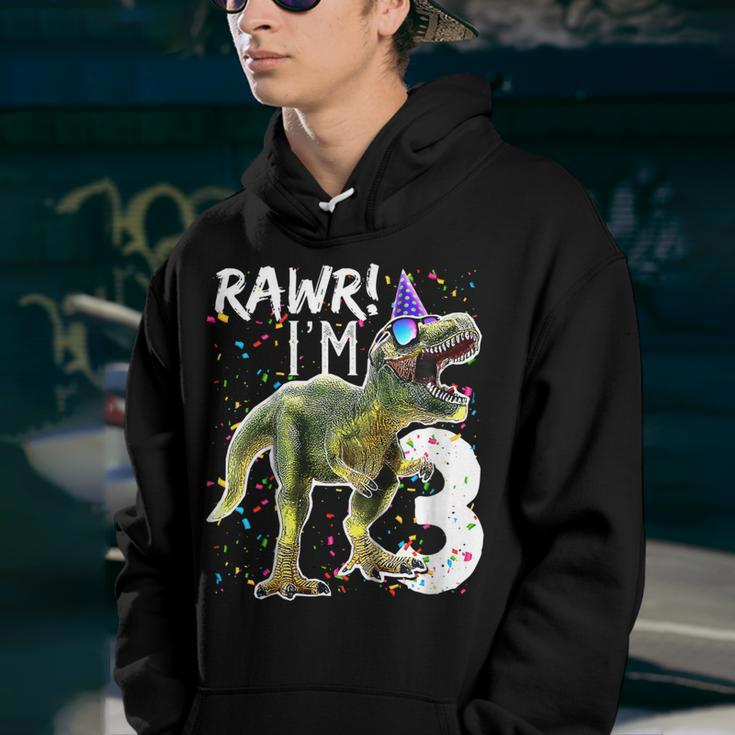 Kids Rawr Im 3 3Rd Birthday Dinosaur Shirts Boys Dinosaur Gift Youth Hoodie