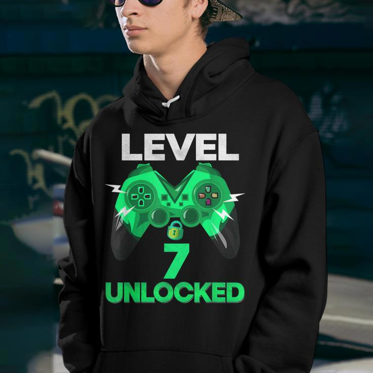 Level 7 Unlocked Birthday Boy 7 Year Old Video Game Gaming Youth Hoodie