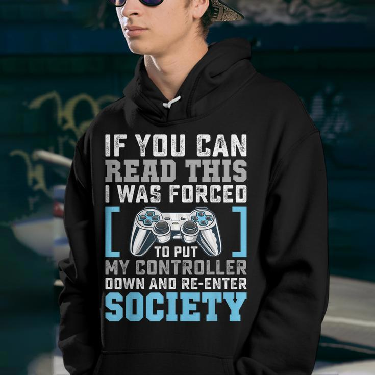 Put Controller Down Re-Enter Society Funny Gamer Youth Hoodie
