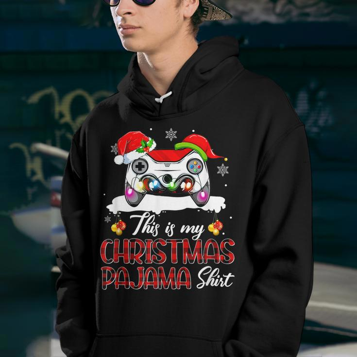This Is My Christmas Pajamas Santa Hat Gamer Video Game Youth Hoodie