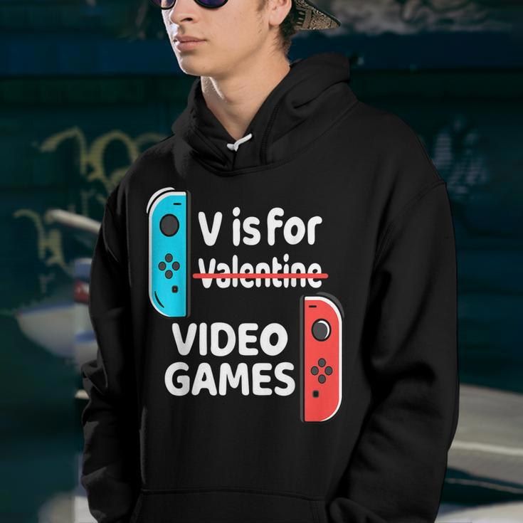 V Is For Video Games Valentines Day Funny V-Day Gaming Gamer Youth Hoodie