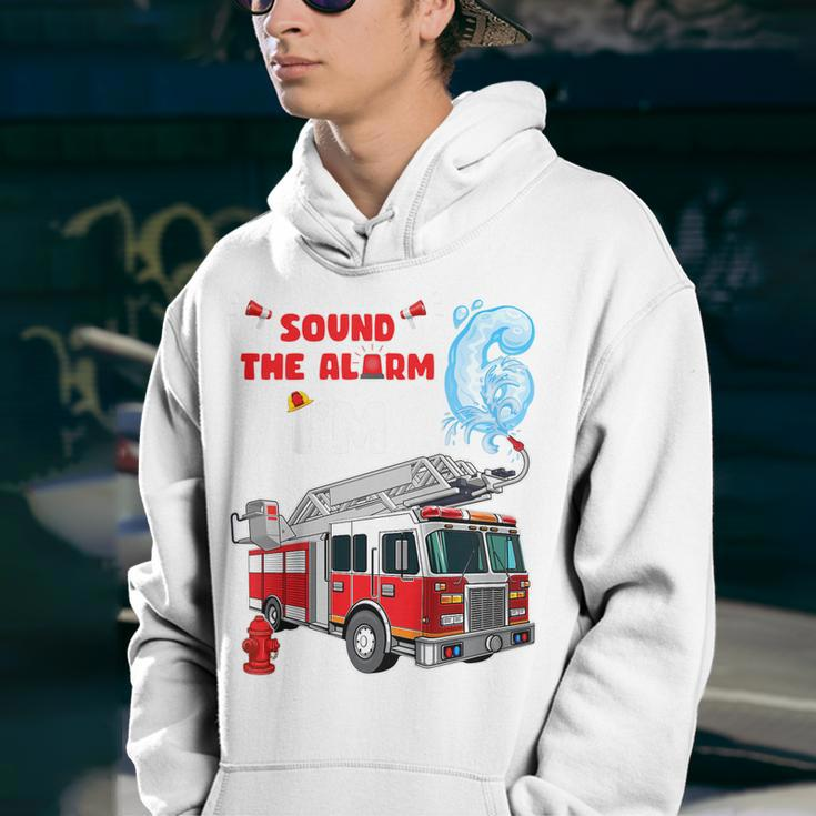 Kids Sound The Alarm Im 6 Kids Fire Truck Firefighter Birthday Youth Hoodie