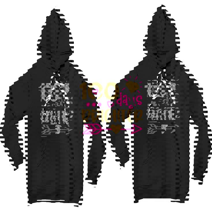 100 Days Brighter Girls Student 100 Day Of School Youth Hoodie