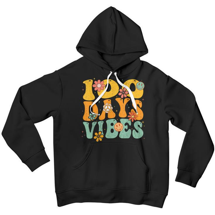100 Days Of School Vibes 100Th Day Of School Retro Groovy V2 Youth Hoodie