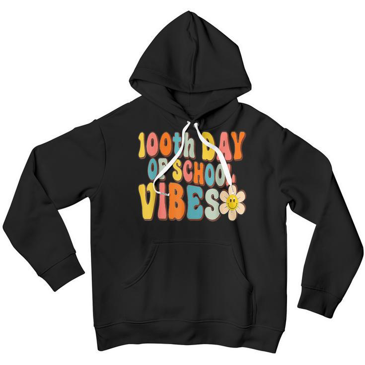 100 Days Of School Vibes 100Th Day Of School Retro Groovy V4 Youth Hoodie