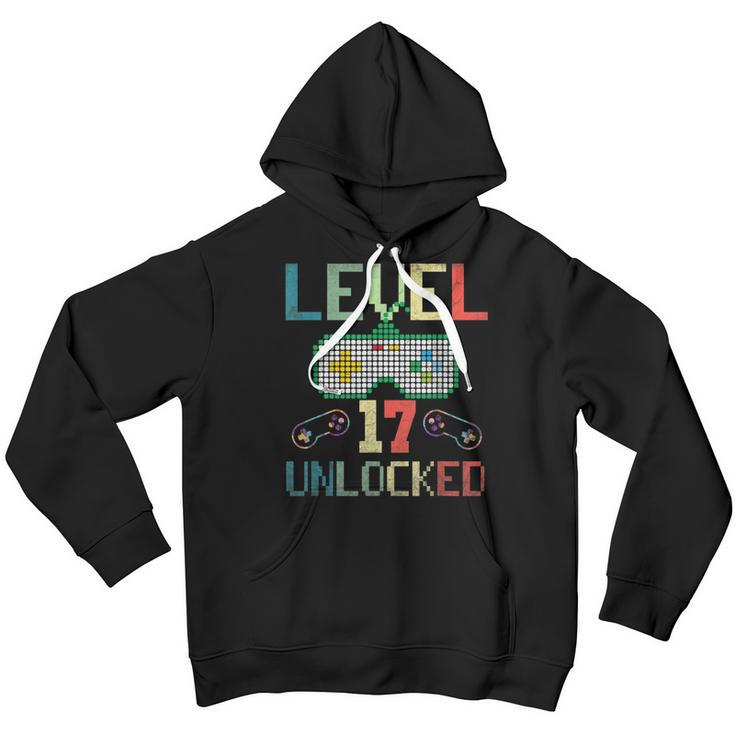 17 Year Old Gifts Level 17 Unlocked 17Th Birthday Boy Gaming Youth Hoodie