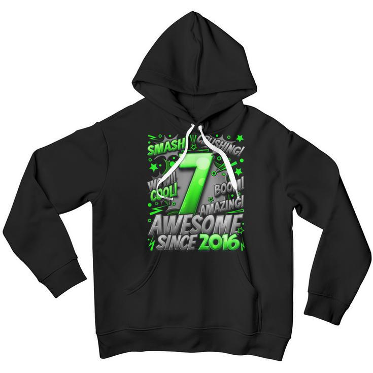 7Th Birthday Comic Style Awesome Since 2016 7 Year Old Boy Youth Hoodie
