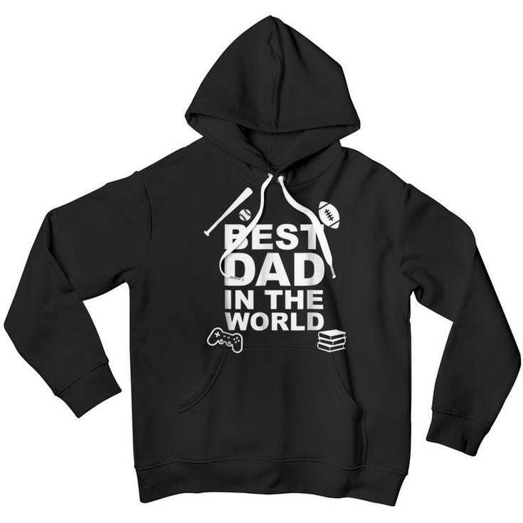 Fathers DayBest Dad Sports Video Games Books Gift For Mens Youth Hoodie