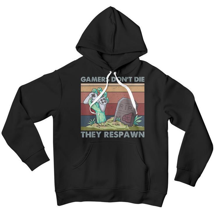 Gamers Dont Die They Respawn Vintage Retro Gamer Zombie Youth Hoodie