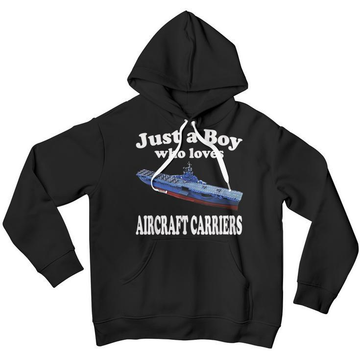 Just A Boy Who Loves Ww2 Aircraft Carrier Uss Franklin Cv-13 Youth Hoodie