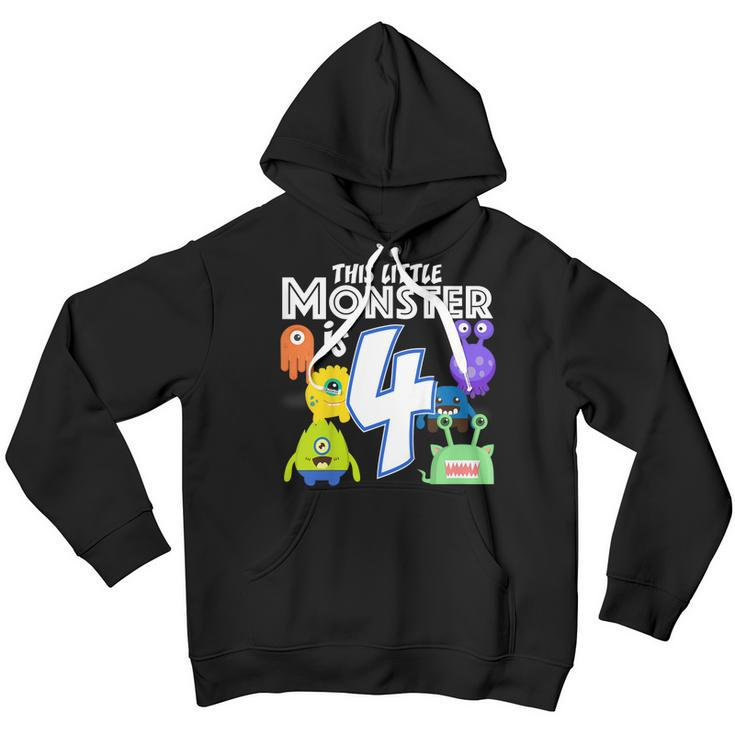 Kids 4 Year Old Monster Birthday Shirt Alien Monsters 4Th Gift Youth Hoodie