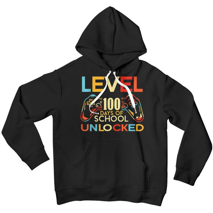 Level 100 Days Of School Unlocked Gamer Playing Videogames Youth Hoodie