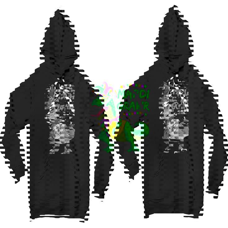Mardi Grawr Dino Jester Outfit Mardi Gras T-Rex Kids Boys Youth Hoodie