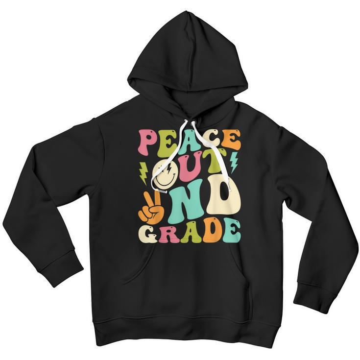 Peace Out 2Nd Grade Groovy Graduation Last Day Of School Youth Hoodie