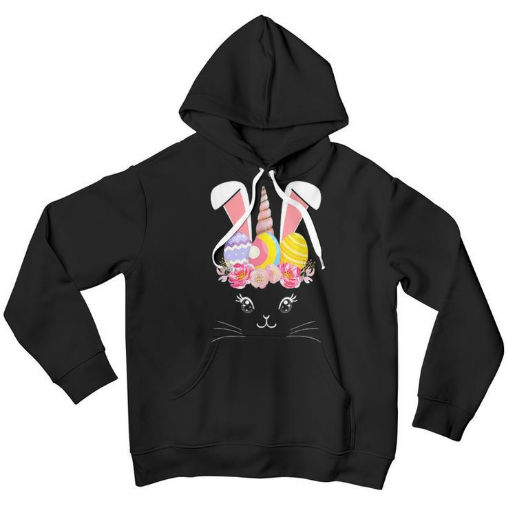 Unicorn Face Rabbit Egg Bunny Kids Girls Easter Day 2021 Youth Hoodie